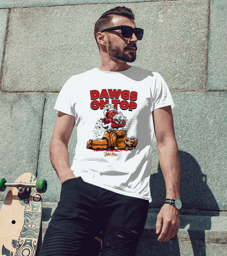 Dawgs On Top Old Row Georgia Bulldogs Vs. Tennessee Volunteers T-Shirt