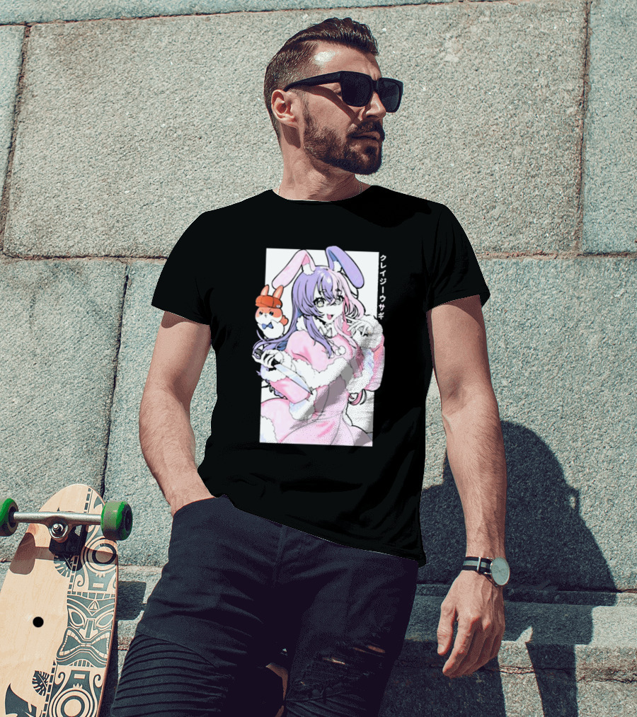 Gamersupps Punkalopi Crazy Usagi Japanese Text Anime Bunny Girl Holding Knife T-Shirt