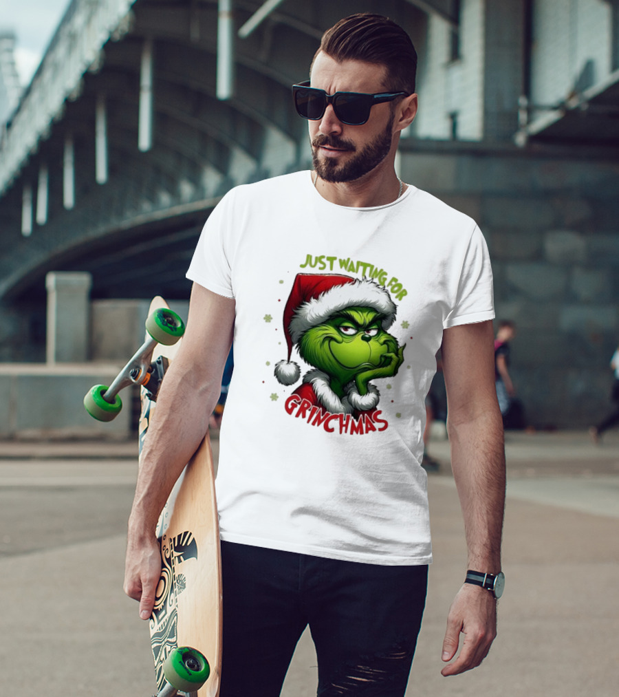 Just Waiting For Grinchmas Merry Christmas T-Shirt