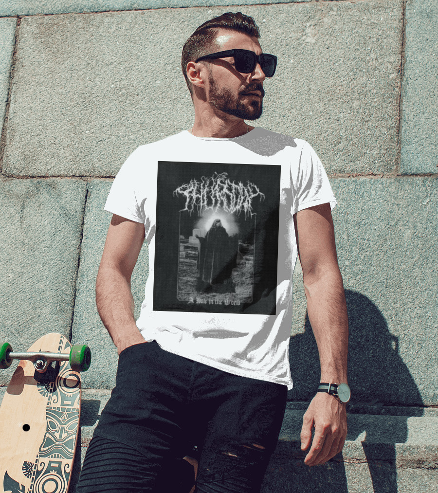 Thursday A Hole In The World Mysterious Cloaked Figure In Cemetery T-Shirt