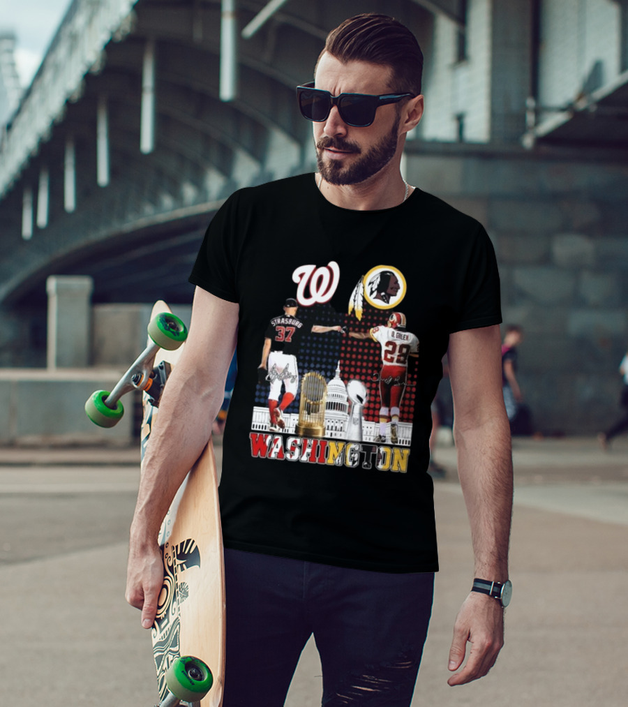 Washington Strasburg D. Green Capitol W Emblems Redskins Thank You For The Memories Signatures T-Shirt
