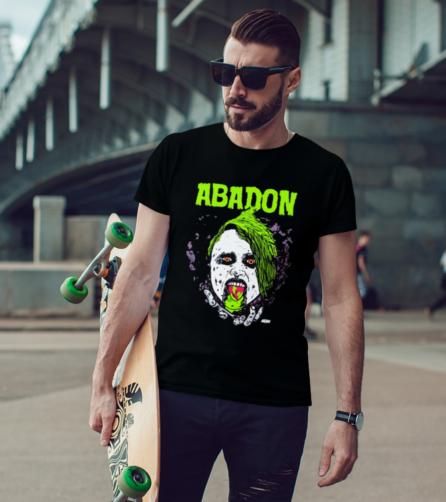 Abadon AEW Neon Green Zombie Face I Can Never Die T-Shirt