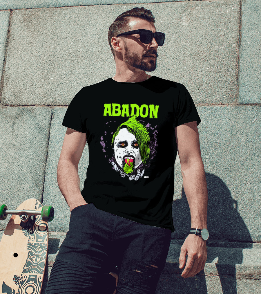 Abadon AEW Neon Green Zombie Face I Can Never Die T-Shirt