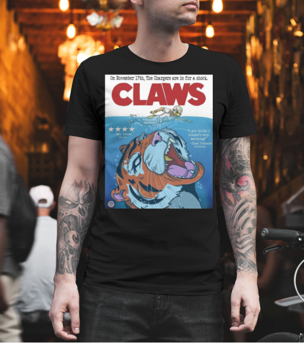 On November 17th The Chargers Are In For A Shock Claws Bengals vs Chargers Sunday Night Football T-Shirt On November 17th The Chargers Are In For A Shock Claws Bengals vs Chargers Sunday Night Football T-Shirt