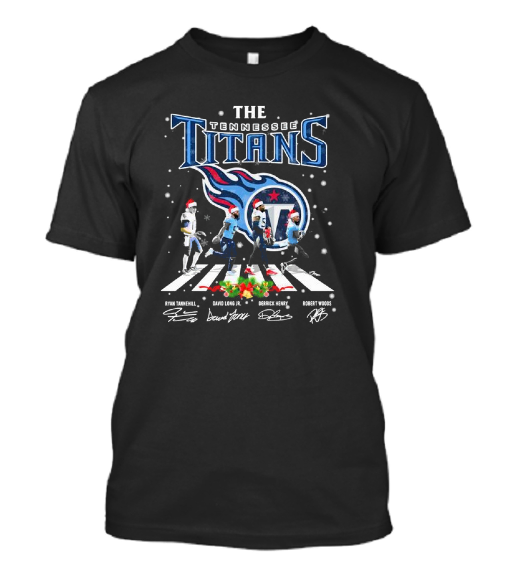 The Tennessee Titans Ryan Tannehill David Long Jr Derrick Henry Robert Woods Abbey Road Christmas Signatures T-Shirt