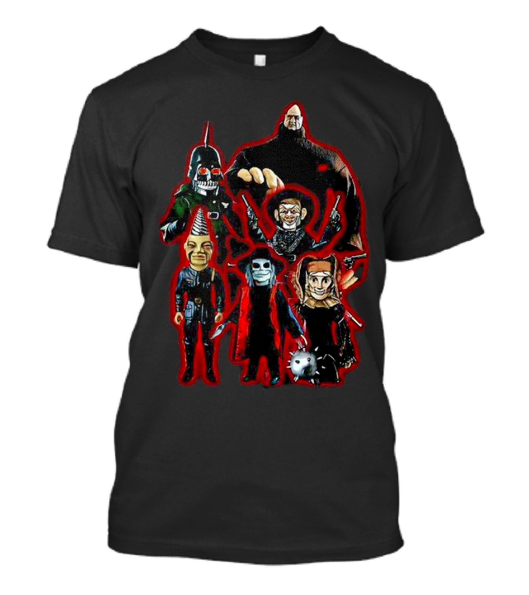 Puppet Master Horror Movie Characters 80s Blade Pin Head Torch Jester Drill T-Shirt