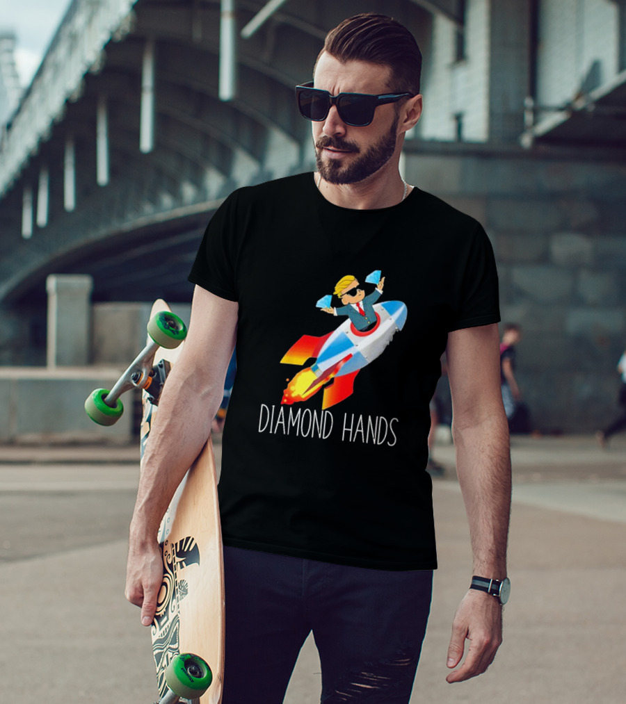 WallStreetBets WSB Diamond Hands Rocket Ship To The Moon T-Shirt