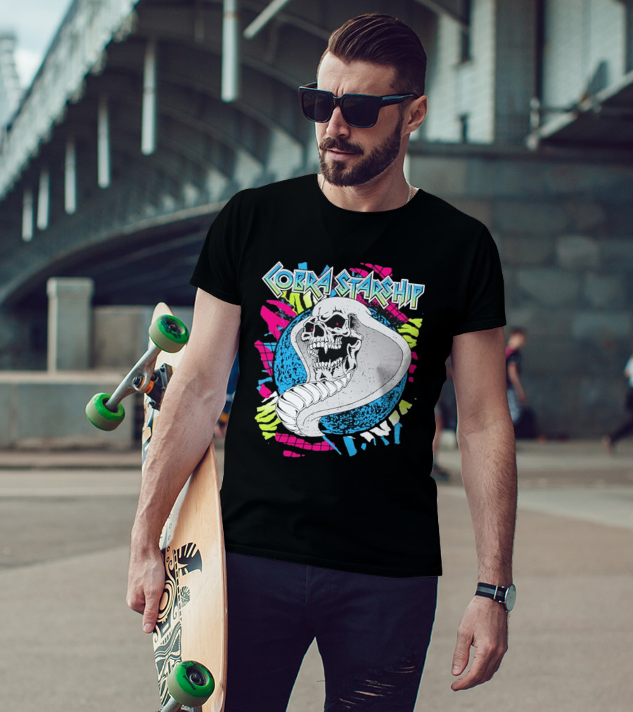 Cobra Starship Skull Cobra Neon Colors T-Shirt