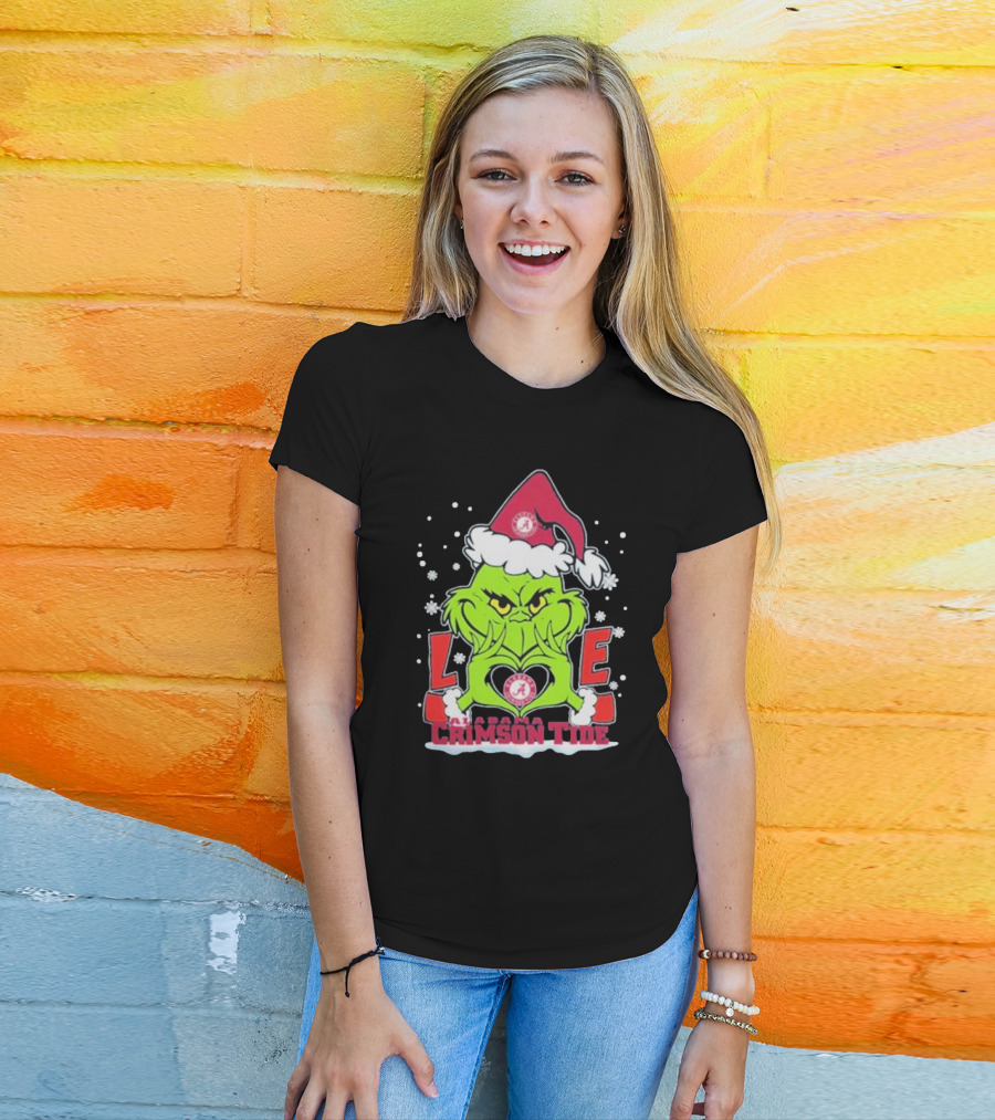 The Grinch Love Crimson Tide Alabama Football Christmas T-Shirt