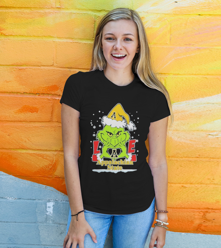 The Grinch Love Appalachian State Christmas Football T-Shirt