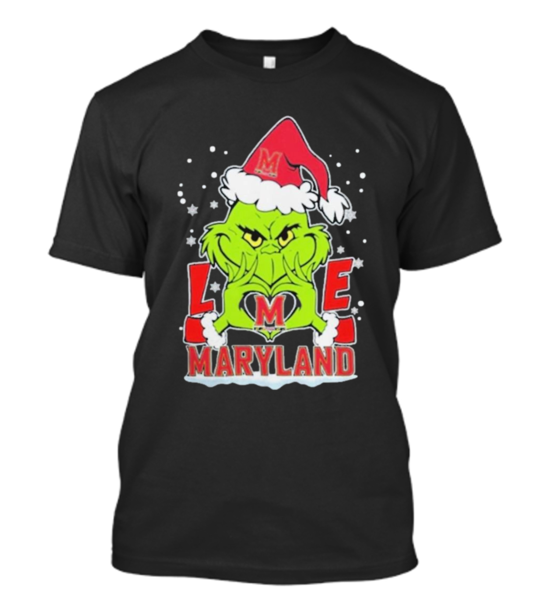 Grinch Love Maryland Terrapins Football Christmas T-Shirt