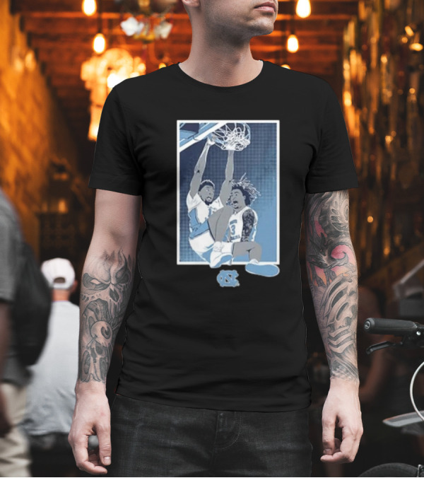 UNC Basketball Jalen Washington Elliot Cadeau Dunking Action Tar Heels T-Shirt UNC Basketball Jalen Washington Elliot Cadeau Dunking Action Tar Heels T-Shirt