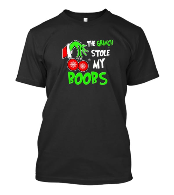 The Grinch Stole My Boobs Christmas Snowflakes Hand T-Shirt