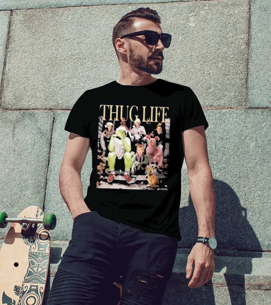 THUG LIFE Merry Christmas Grinch And Holiday Movie Icons T-Shirt