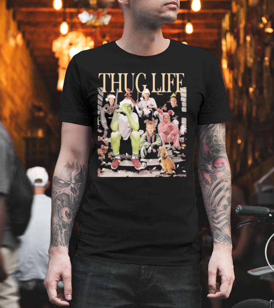 THUG LIFE Merry Christmas Grinch and Holiday Movie Icons T-Shirt