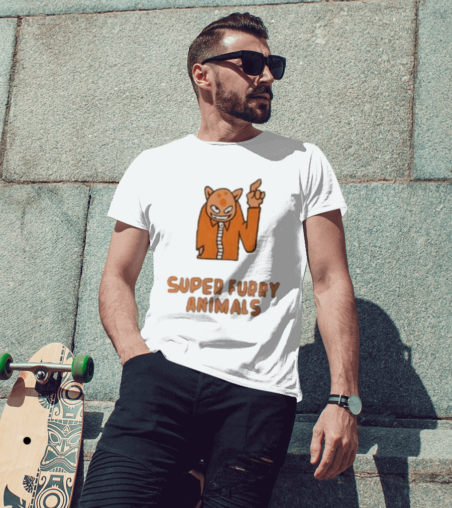 Super Furry Animals Cartoon Character Orange Creature T-Shirt