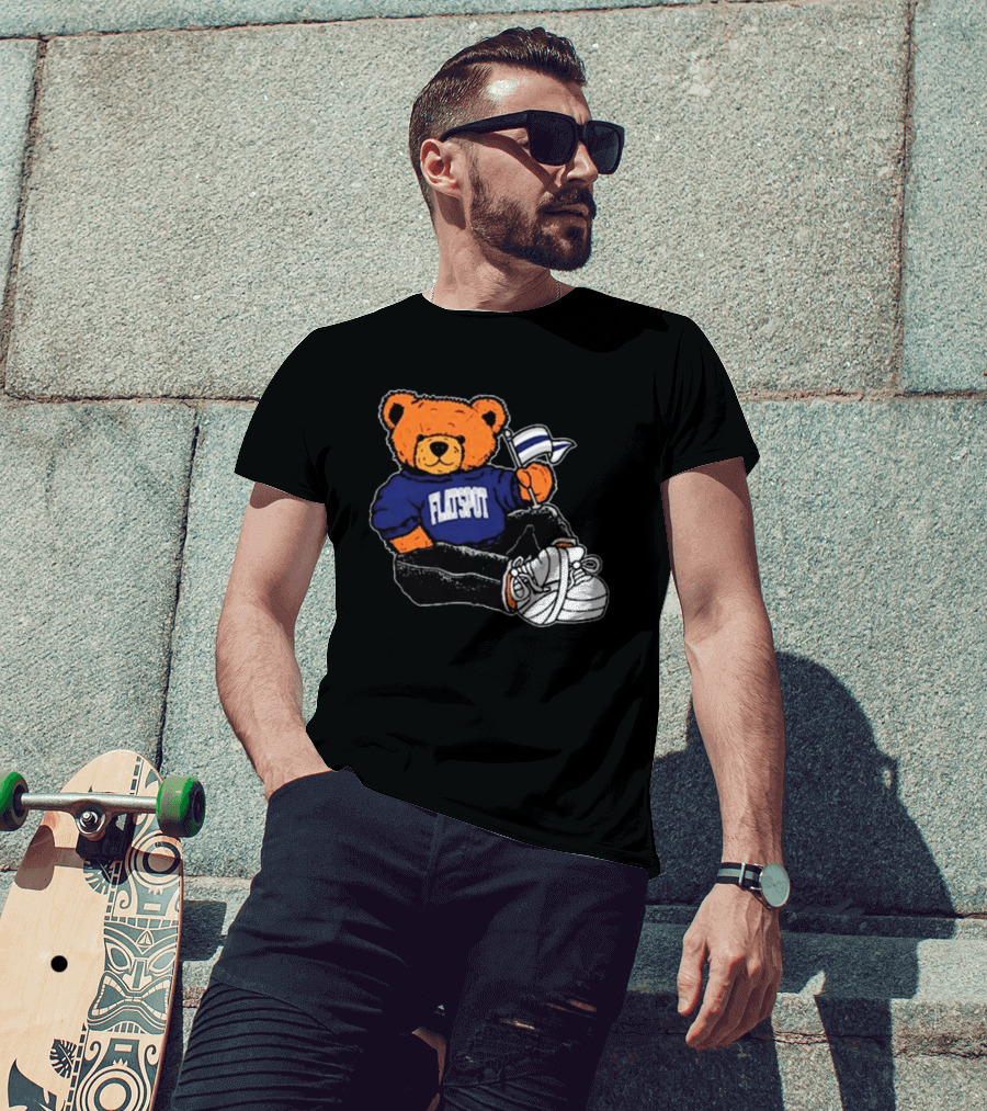 Flatspot Bear With Flag Sitting Down T-Shirt