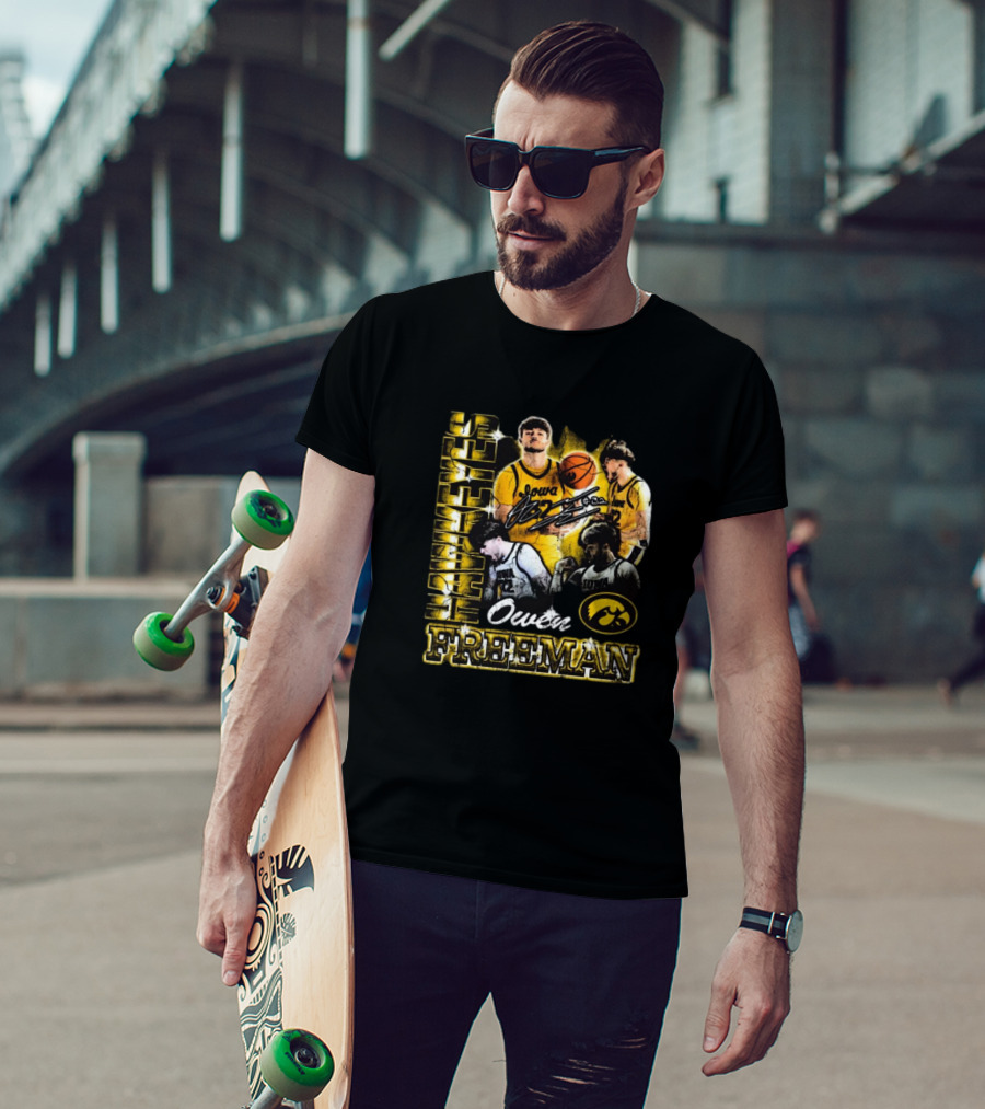 Owen Freeman Iowa Hawkeyes Basketball Retro Signature 90s T-Shirt