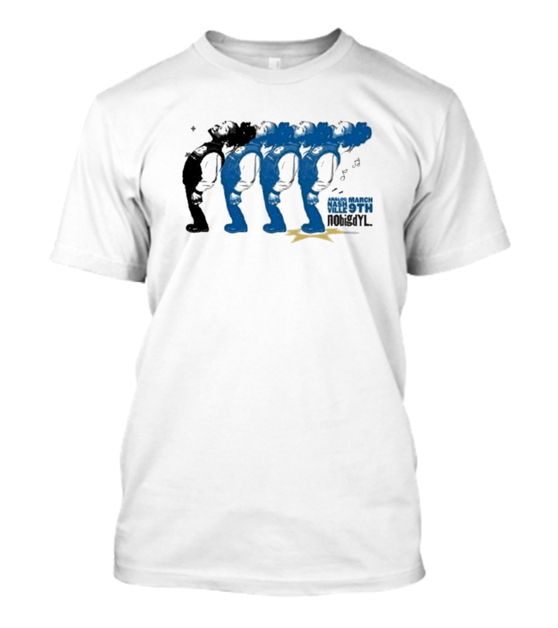 Nobigdyl Unplugged Analog March Nashville 9th Star-Striped Figures T-Shirt