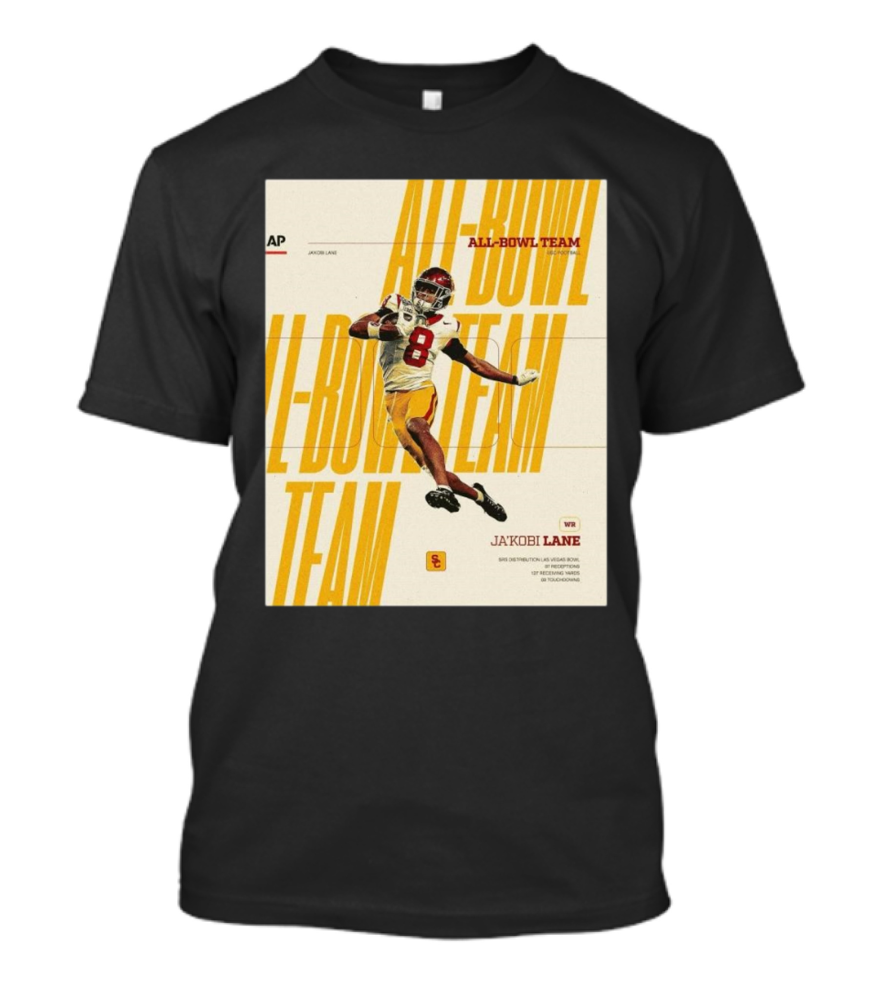 Ja’Kobi Lane USC Trojans Football WR AP All-Bowl Team SRS Distribution Las Vegas Bowl Eighty-Seven Touchdowns T-Shirt