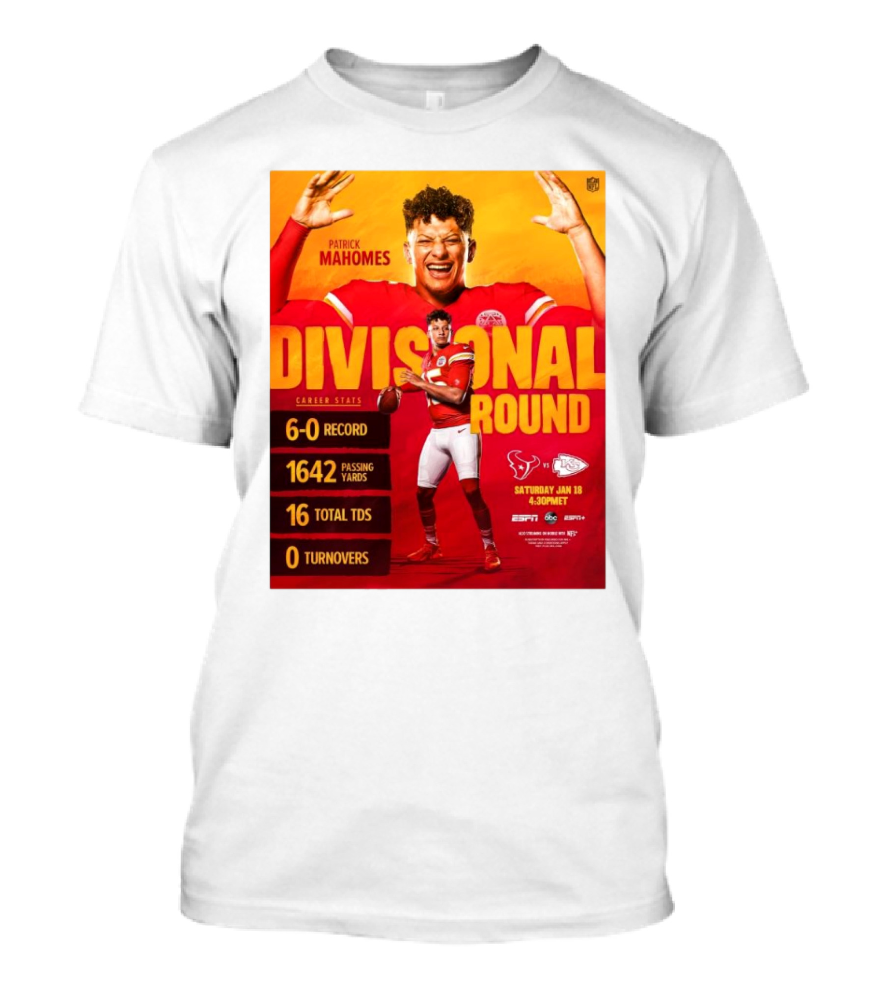 Divisional Round Patrick Mahomes 6-0 Record...T-Shirt 