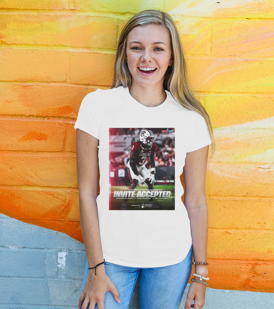 East-West Shrine Bowl Invite Accepted O'Donnell Fortune South Carolina Gamecocks January 30 2025 AT&T Stadium NFL Network T-Shirt