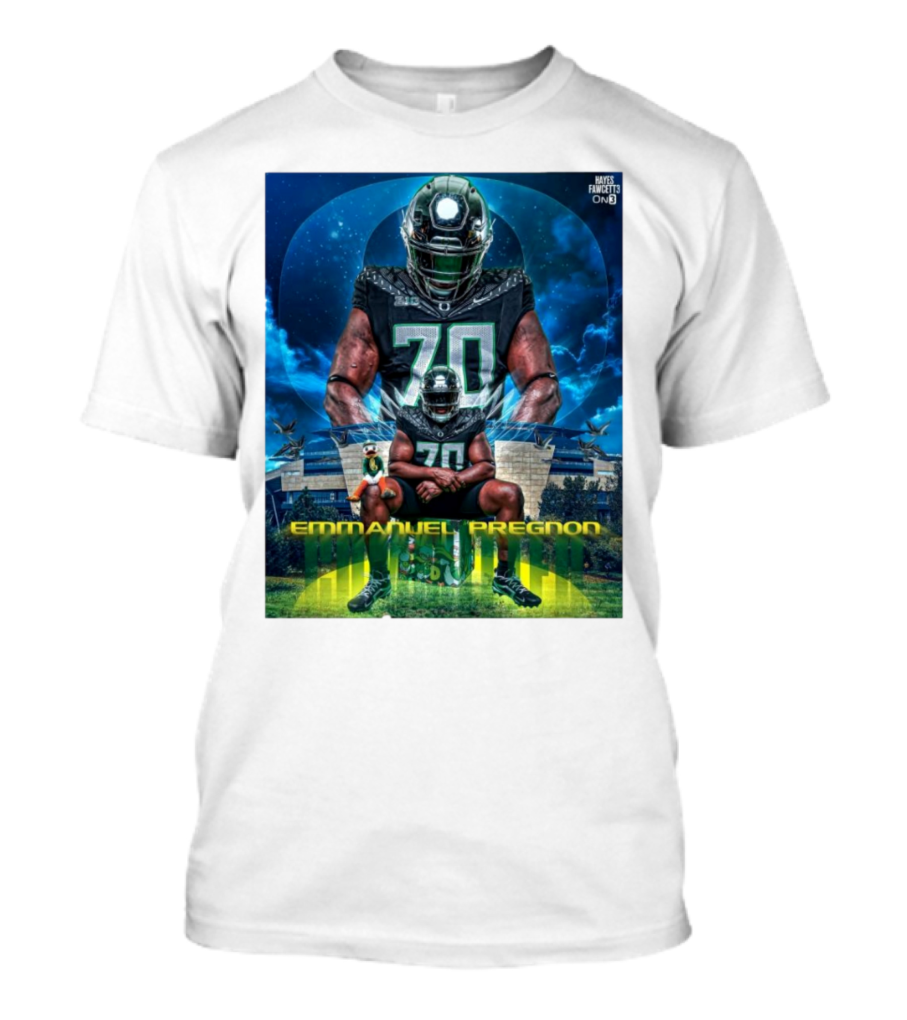 USC Star Transfer Emmanuel Pregnon Commits To Oregon Ducks Football Hayes Fawcett T-Shirt