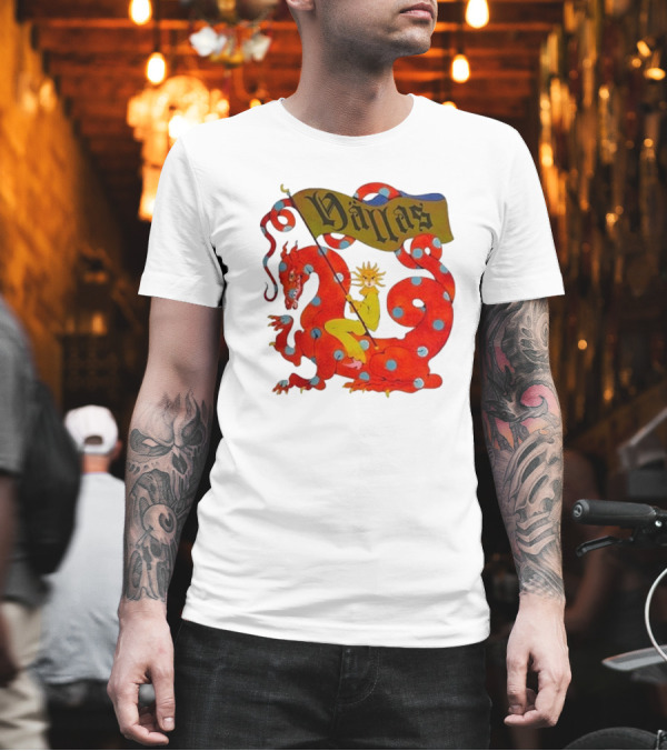 Hällas Flower Knight Riding Red Polka Dot Dragon T-Shirt Hällas Flower Knight Riding Red Polka Dot Dragon T-Shirt