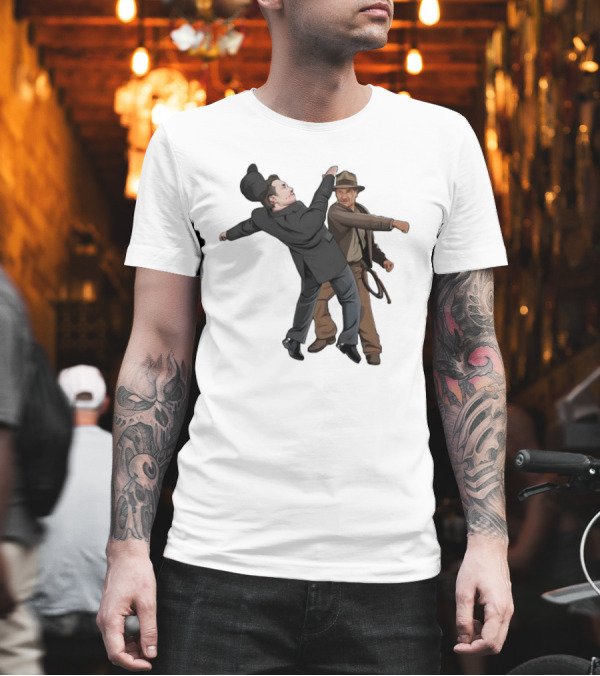 Indiana Jones Punching Elon Musk Salute Scene T-Shirt Indiana Jones Punching Elon Musk Salute Scene T-Shirt