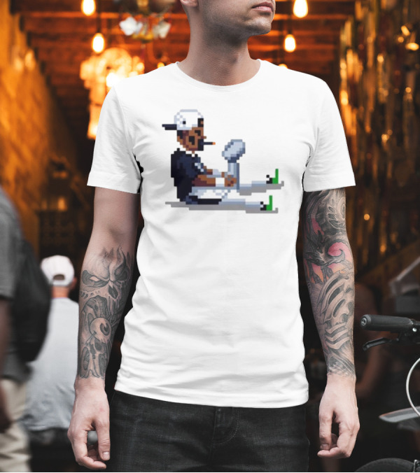 Jalen Hurts Philadelphia Eagles Champs 2025 Pixel Pigskin Player Holding Trophy T-Shirt Jalen Hurts Philadelphia Eagles Champs 2025 Pixel Pigskin Player Holding Trophy T-Shirt