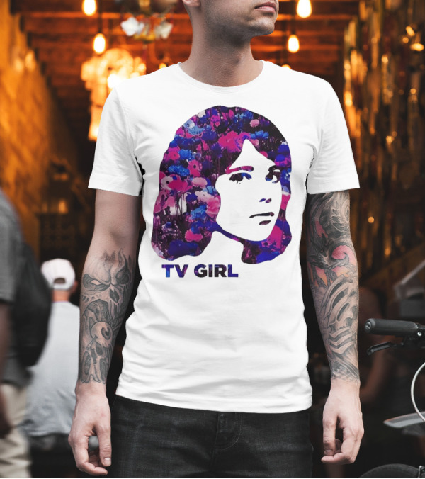 TV Girl Flower Pattern Face Design T-Shirt TV Girl Flower Pattern Face Design T-Shirt