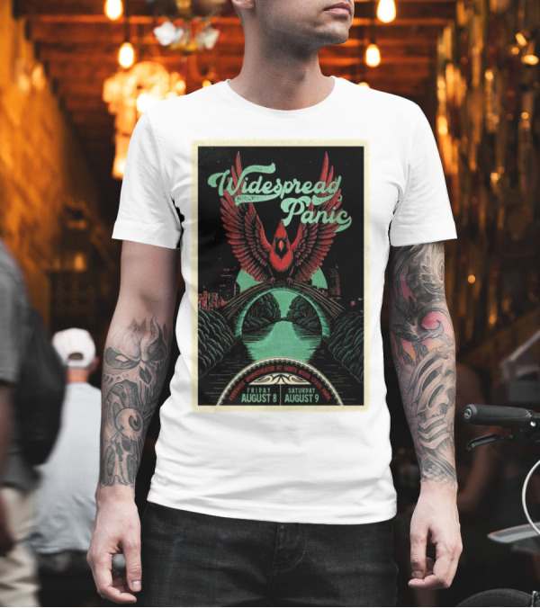 Widespread Panic Aug 8-9 2025 Everwise Amphitheater White River State Park Indianapolis IN Tour Cardinal Imagery T-Shirt Widespread Panic Aug 8-9 2025 Everwise Amphitheater White River State Park Indianapolis IN Tour Cardinal Imagery T-Shirt
