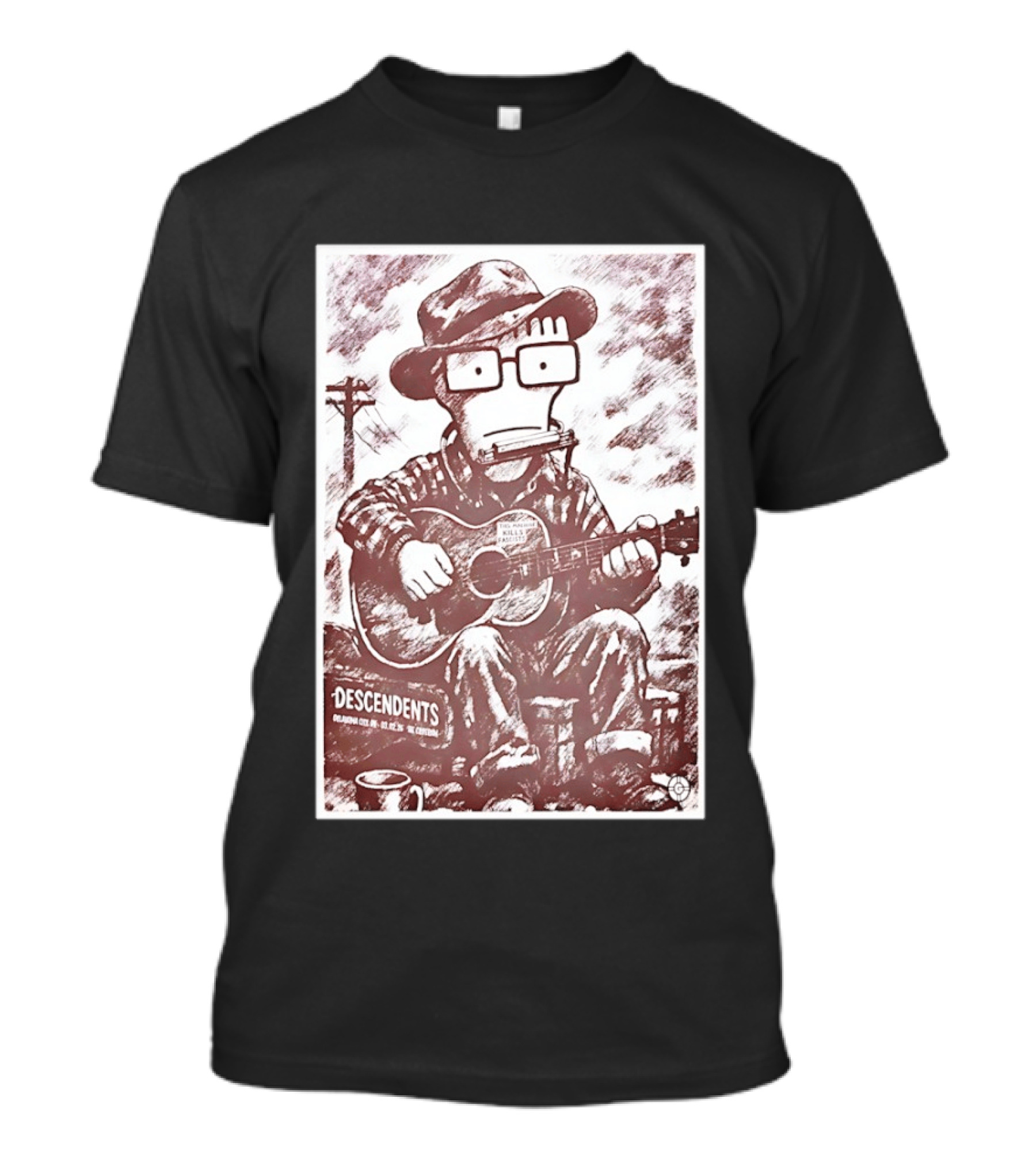 Descendents Tour Oklahoma Mar 2 2026 Character Playing Guitar T-Shirt