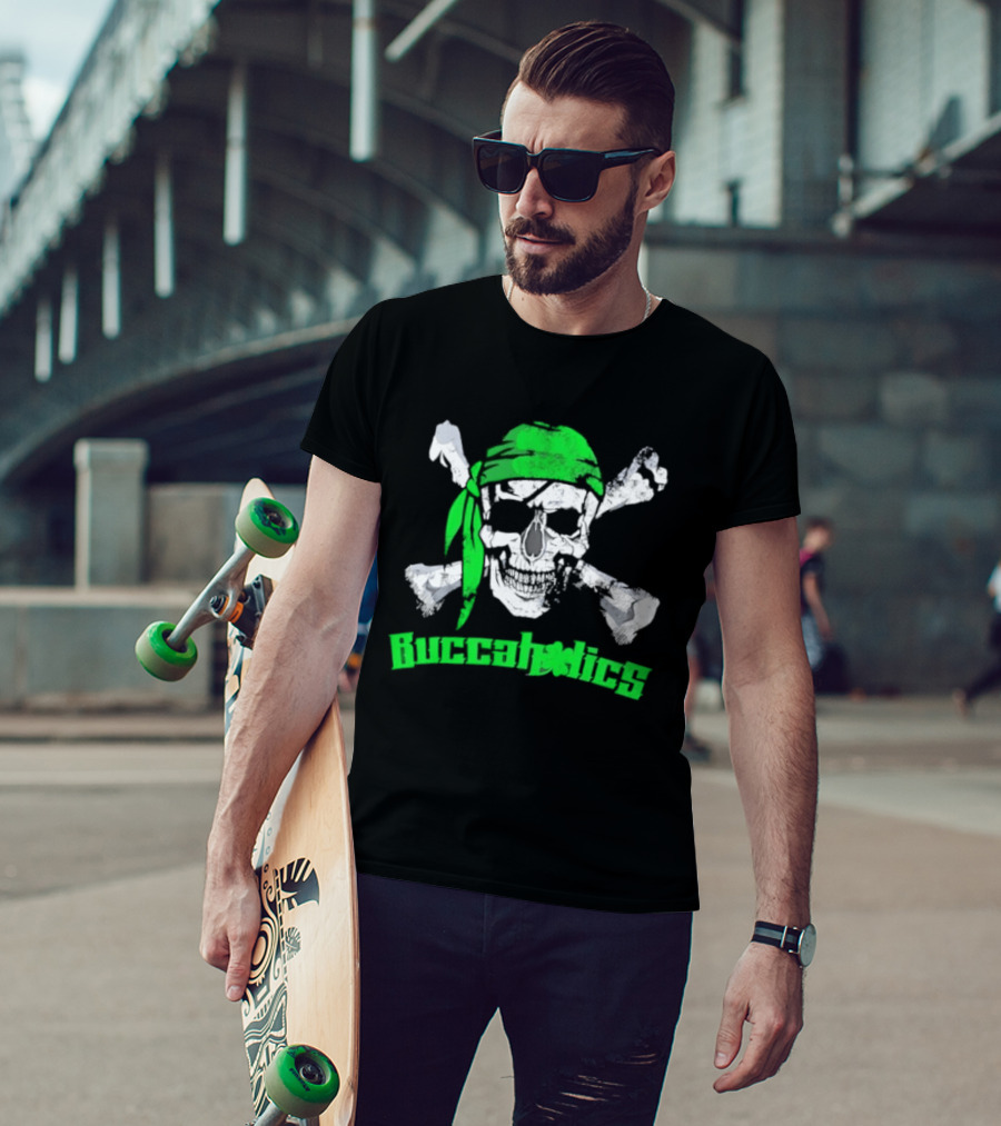 Buccaholics Green Pirate Skull Crossbones Bandana T-Shirt