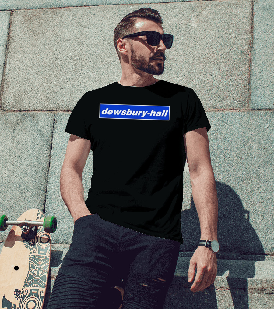 Dewsbury Hall Bold White Text On Blue T-Shirt