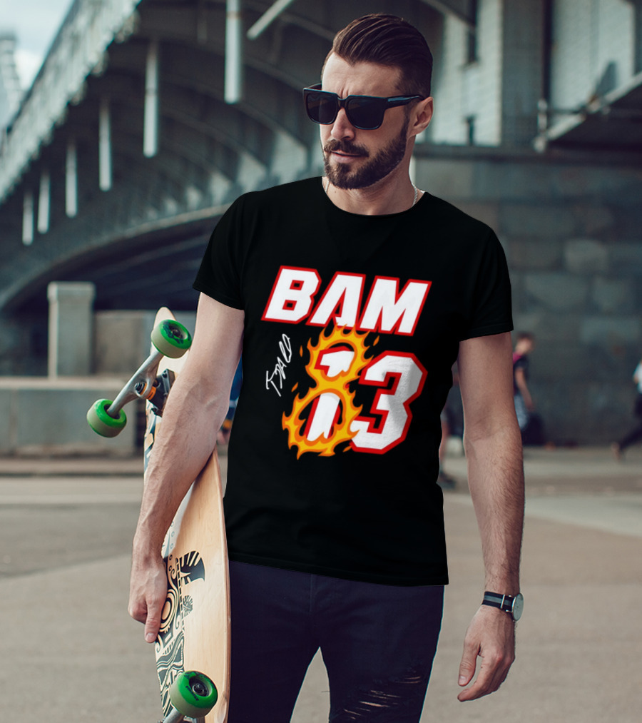 Bam Adebayo Miami Heat BAM 13 Flaming Signature T-Shirt