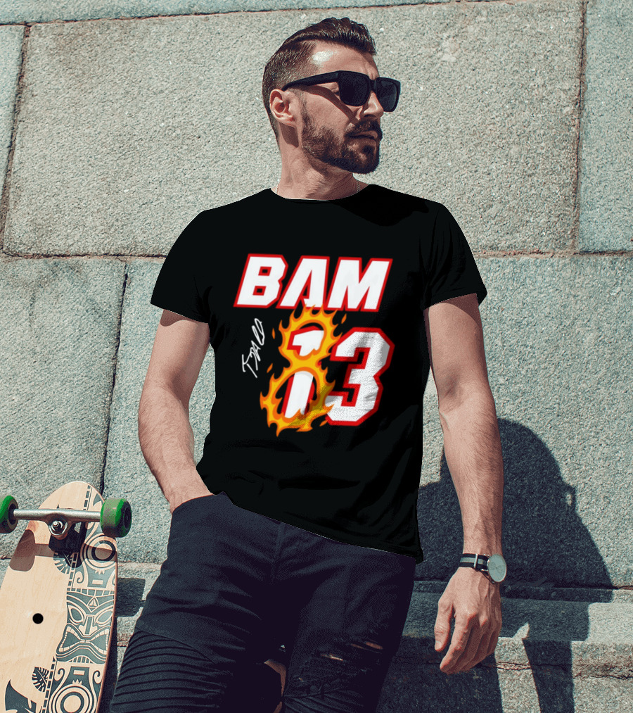Bam Adebayo Miami Heat BAM 13 Flaming Signature T-Shirt