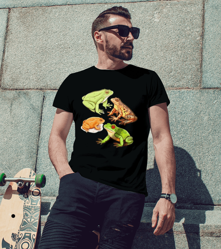 Four Spotted Frogs Vibrant Colors Variety T-Shirt