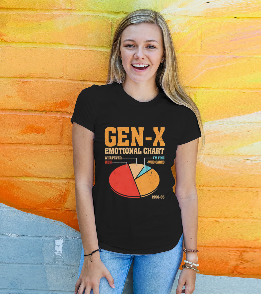 Gen X Emotional Chart Whatever Meh I'm Fine Who Cares 1960 85 T-Shirt