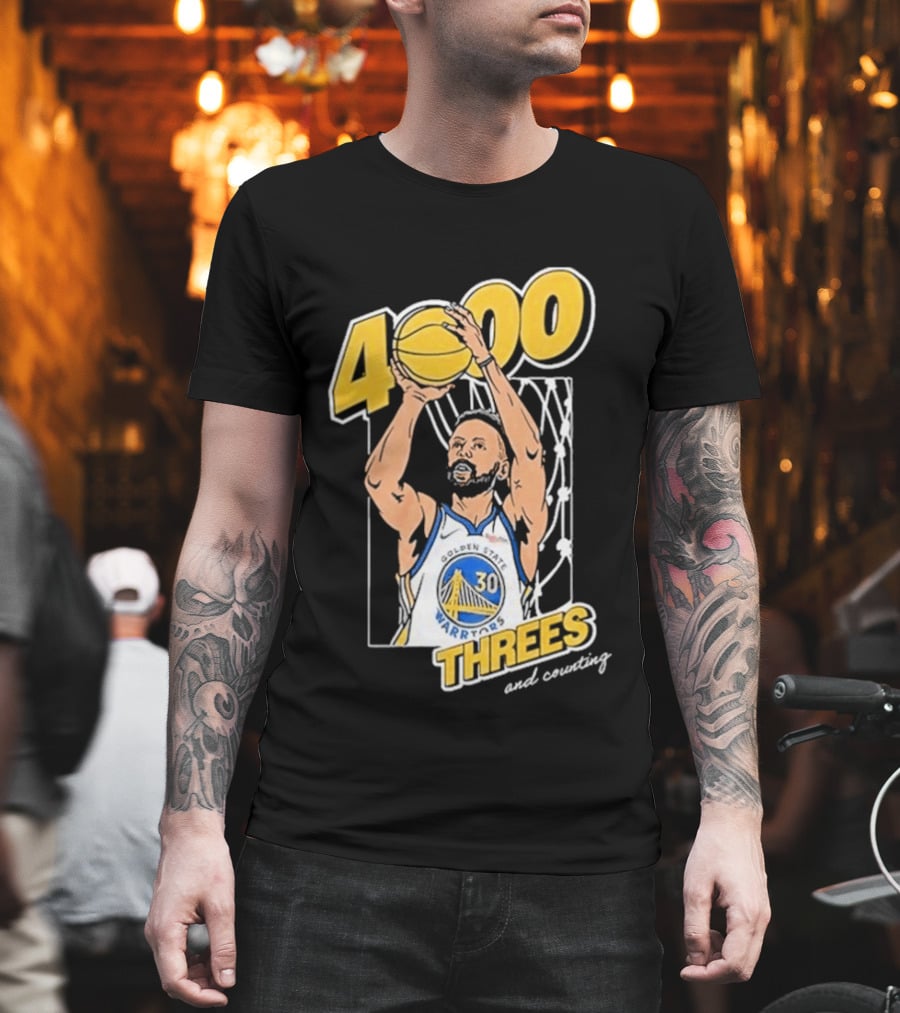Golden State Warriors Steph Curry 4000 Threes and Counting T-Shirt