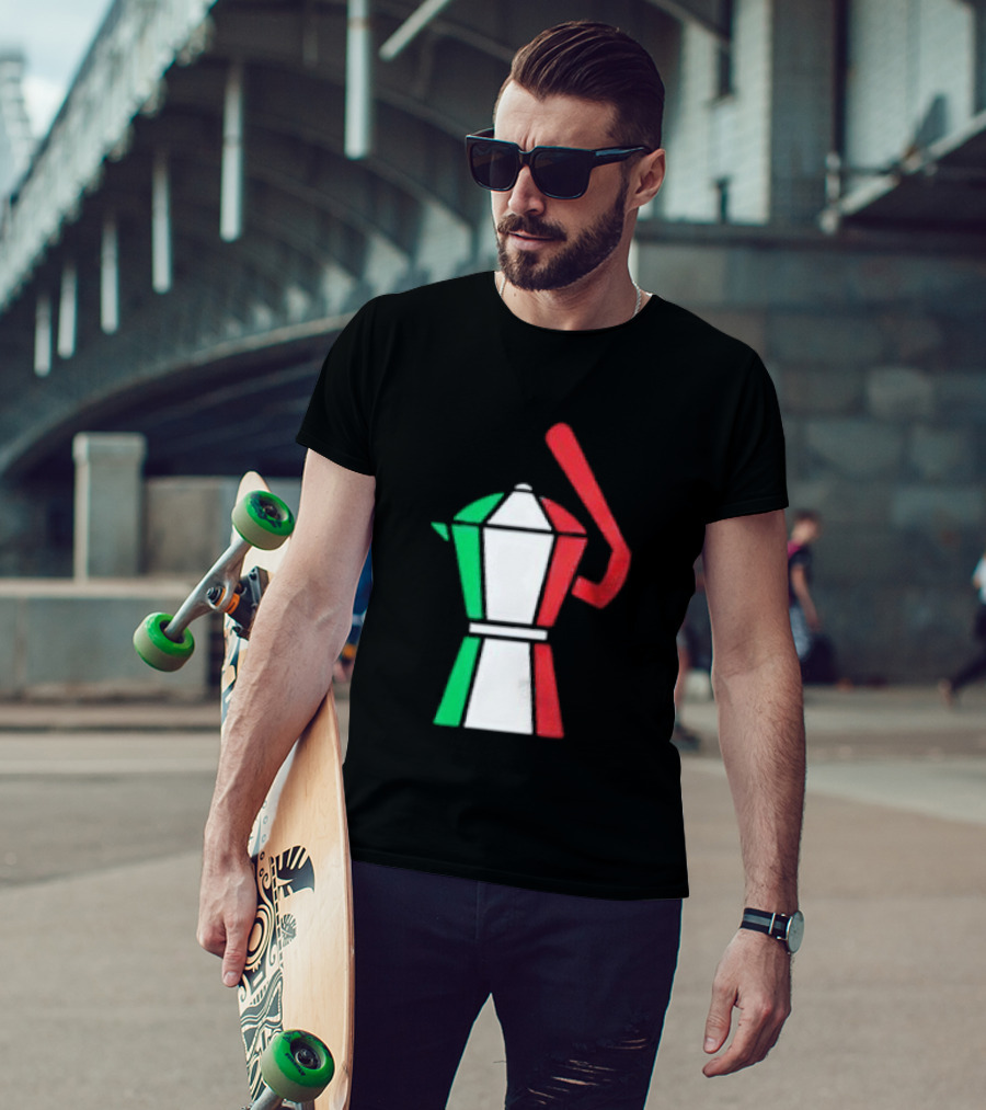 Italian Flag Moka Coffee Pot Icon Italy T-Shirt