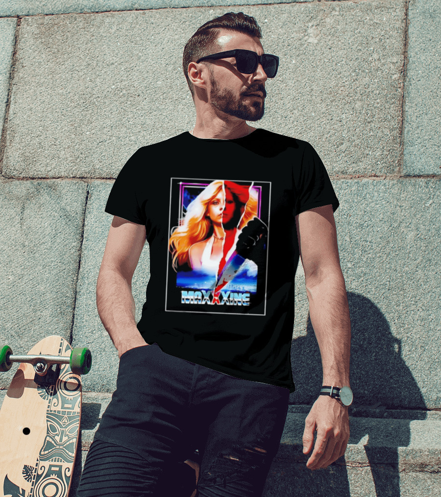 MaXXXine Mia Goth Horror Movie Knife Urban Skyline T-Shirt