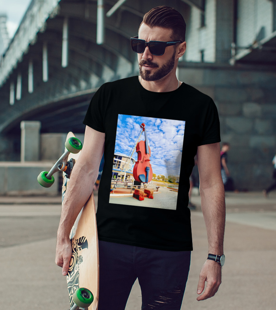 The Big Fiddle At Port Of Sydney Nova Scotia Canada Iconic Landmark T-Shirt