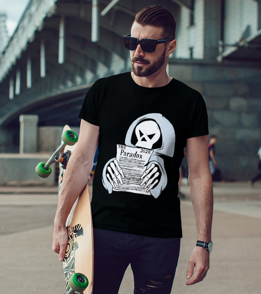 The Paradox Skull Grim Reaper Holding 2023 Newspaper T-Shirt