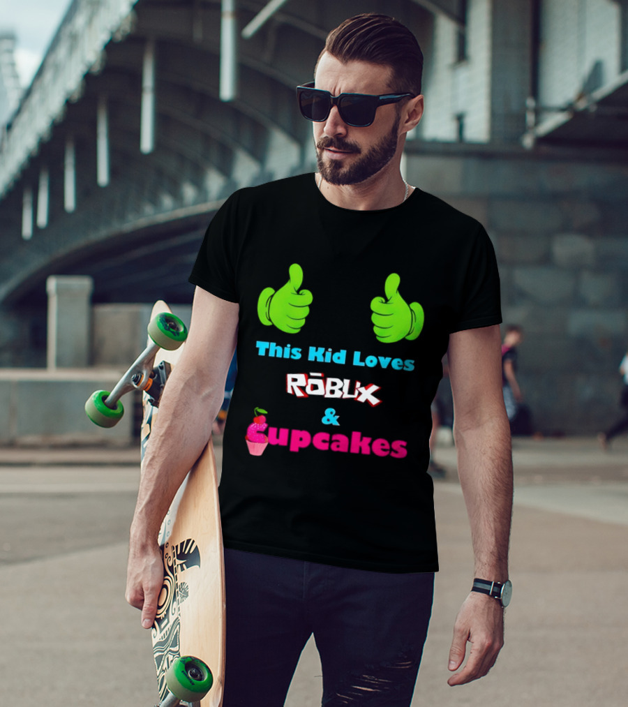 This Kid Loves RBLX Robux And Cupcakes Thumbs Up T-Shirt