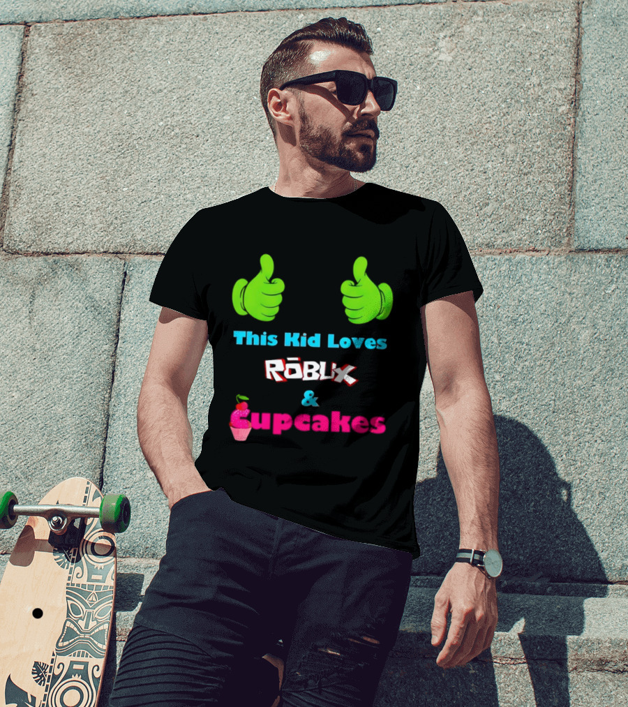 This Kid Loves RBLX Robux And Cupcakes Thumbs Up T-Shirt