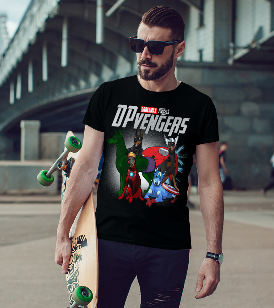 Doberman Pinscher DPvengers Superhero Dogs T-Shirt
