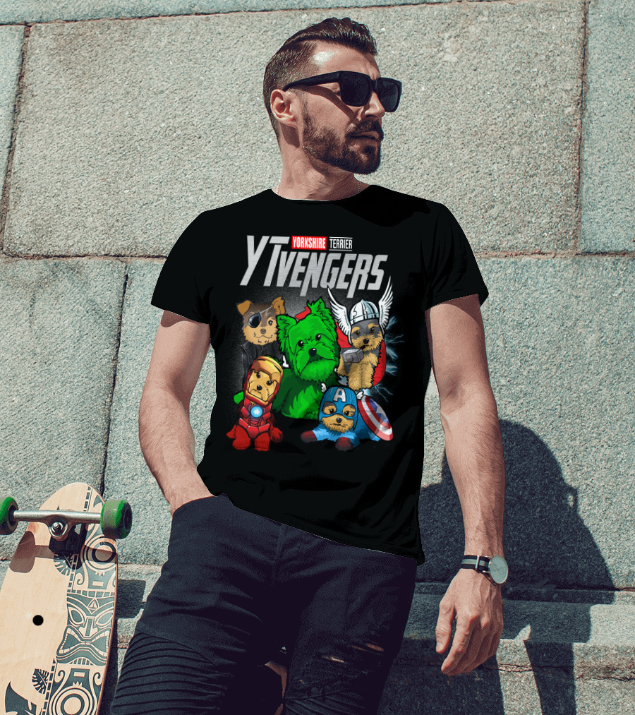 Yorkshire Terrier YTvengers Superhero Pups In Iconic Costumes T-Shirt