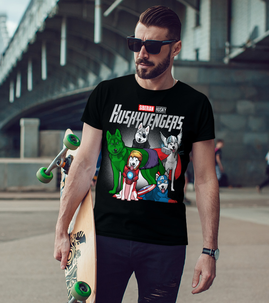 Siberian Husky Huskyvengers Superhero Dogs T-Shirt