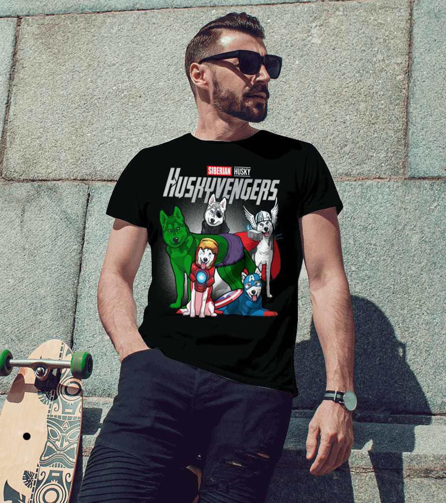 Siberian Husky Huskyvengers Superhero Dogs T-Shirt